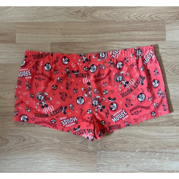 Disney 100 Womens 2XL (18W-20W) Orange Mickey Mouse Club Shorts Drums Ears - Picture 3 of 5